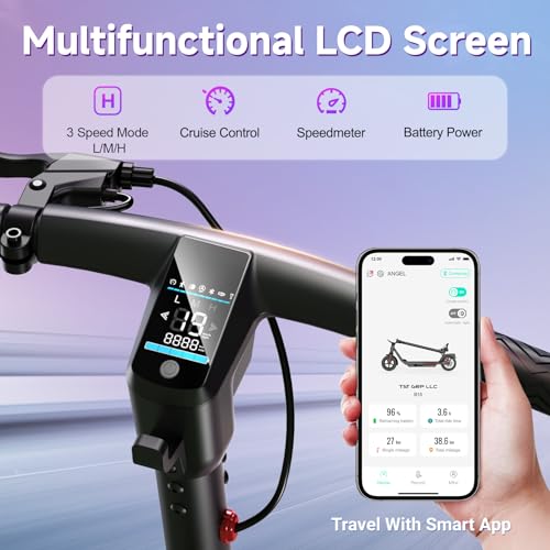 TST Electric Scooter for Adults, 19 Mph Top Speed, 15 Miles Long Range, 8.5" Solid and Pneumatic Tire, Commuting Electric Scooter with Cruise Control