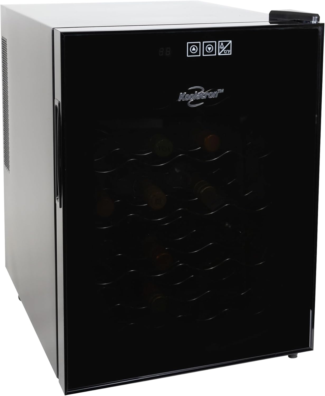 Koolatron 20 Bottle Wine Cooler, Black Thermoelectric Wine Fridge, 1.7 cu. ft. (48L), Freestanding Wine Cellar, Red