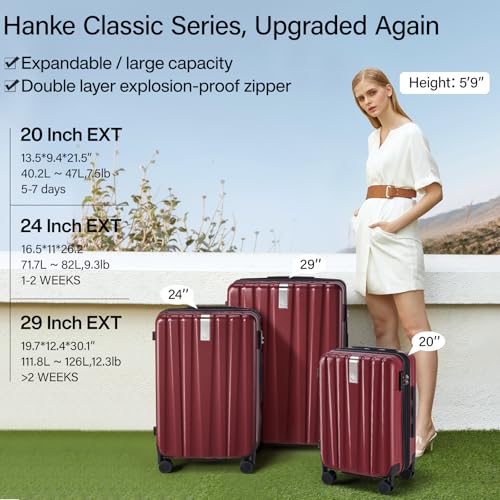 Hanke 29 Inch Luggage Suitcases With Spinner Wheels Lightweight PC hardside Rolling Suitcase With Travel Lock, Checked-Large 29-Inch(Blackish Green)