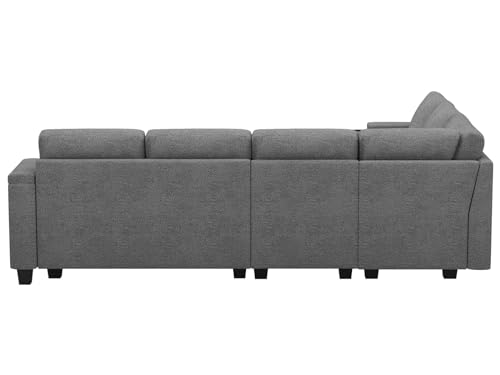 Belffin Modular Sectional Sofa Couch with Storage U Shape Convertible Corner Couches for Living Room Dark Grey Couch