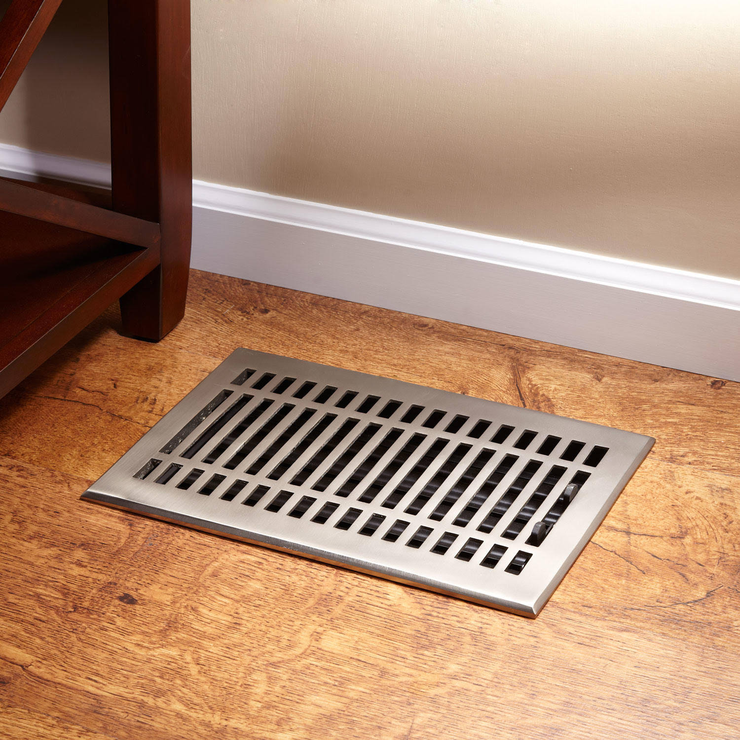 Contemporary Brass Floor Register - Brushed Nickel 2-1/4x22 x 10x22 (3-7/8x22 x 11-1/2x22Overall) | Signature Hardware 357361