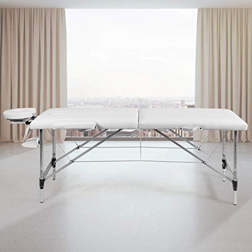 Giantex 84" Massage Table Professional Portable Lash Bed, 2 Folding Lightweight Massage Bed, Aluminum Frame, Height Adjustable