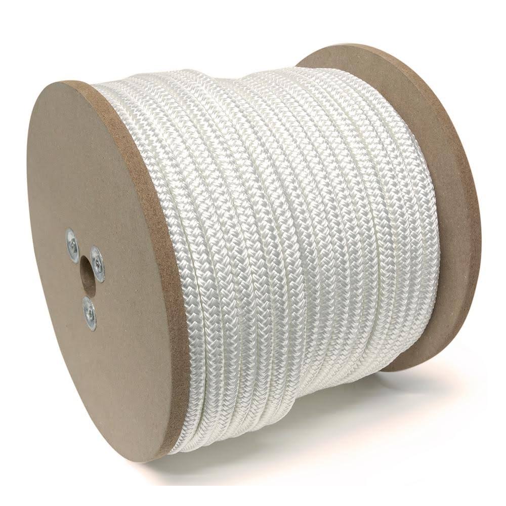 KingCord 1/2 in. x 300 ft. Nylon Marine-Grade Double Twin Braid Rope, White, Whites