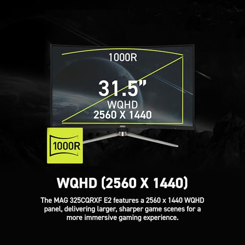 MSI MAG 325CQRXF E2 31.5-inch 2560 x 1440 (WQHD) Computer Monitor, 240Hz, Adaptive-Synch, HDMI, Display Port, VGA Port, VESA Mountable, Tilt