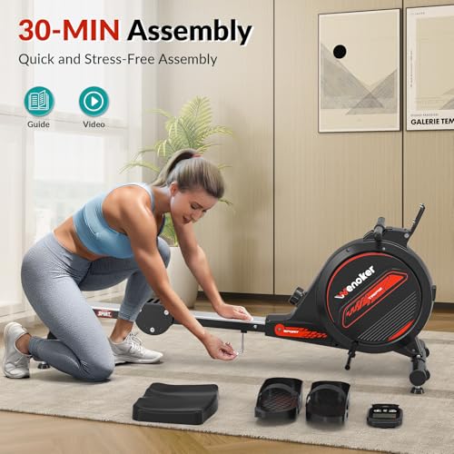 Rowing Machine,Wenoker Magnetic Rower Machine for Home,350 LB Weight Capacity