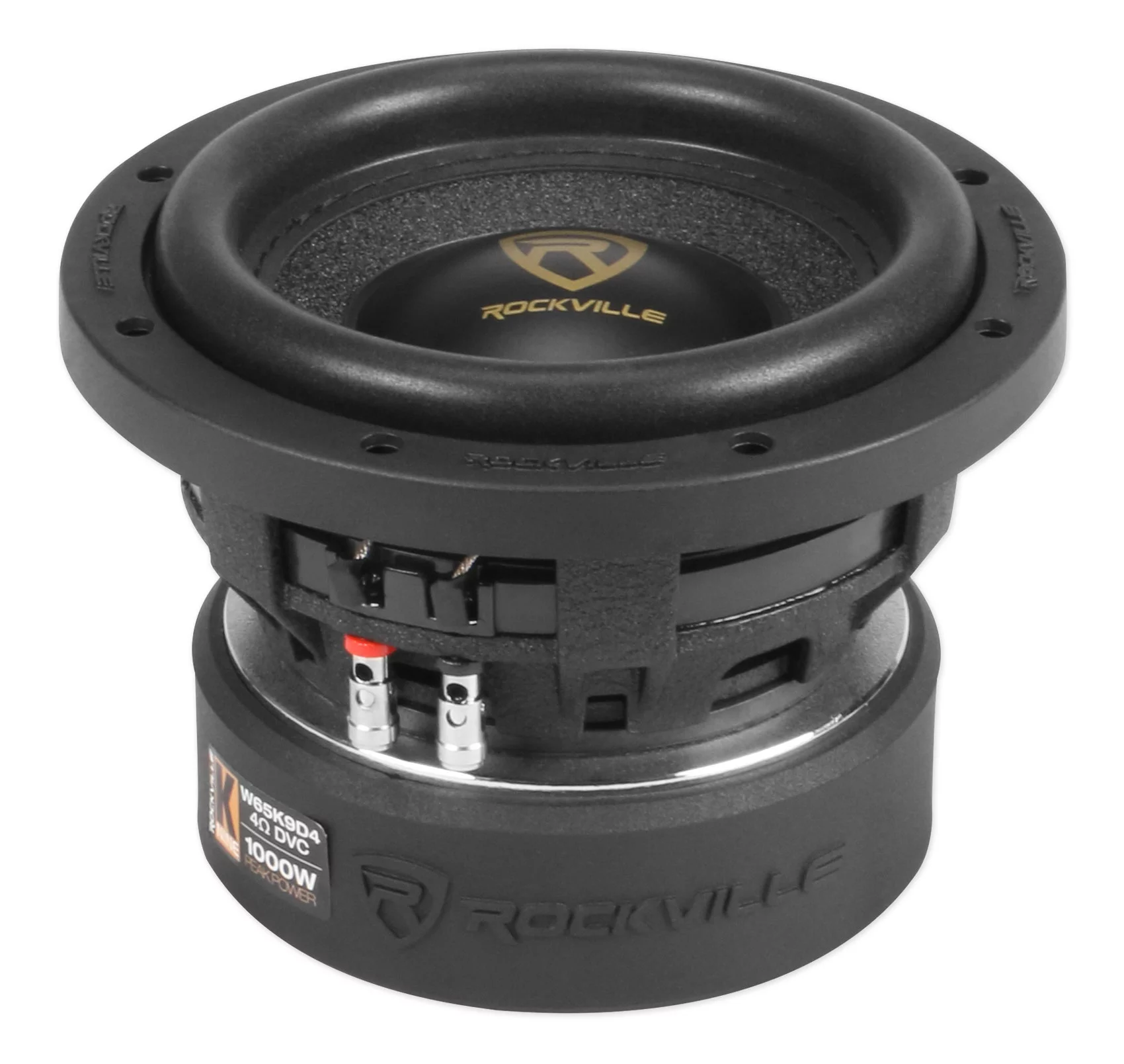 (2) Rockville W65K9D4 6.5" 1000 Watt Car Audio Subwoofers+Mono Amplifier+Amp Kit