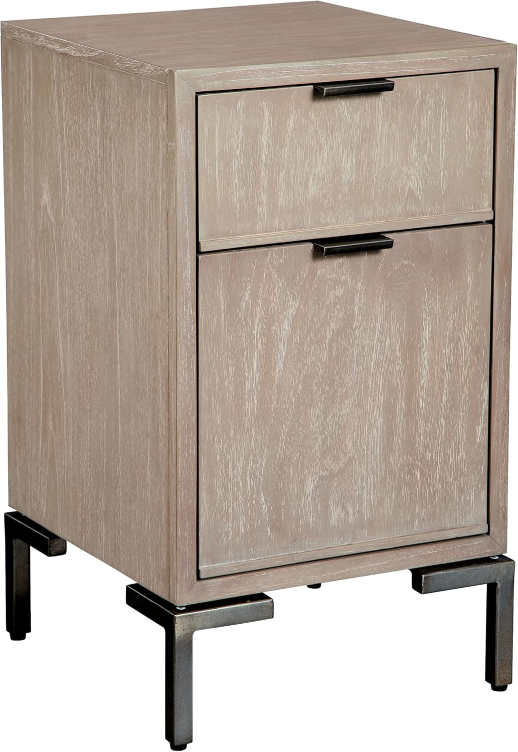Hekman Furniture Vertical File Cabinet – Scottsdale Finish, Small Storage Cabinet, Mindi Veneer & Solids, Aged Iron Finished Square Metal Legs