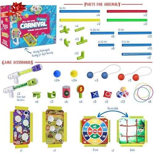 Carnival Yard Games for Kids Ring Toss Beanbag Cornhole Ball Shooting Target Game - Sports Supplies Online Store