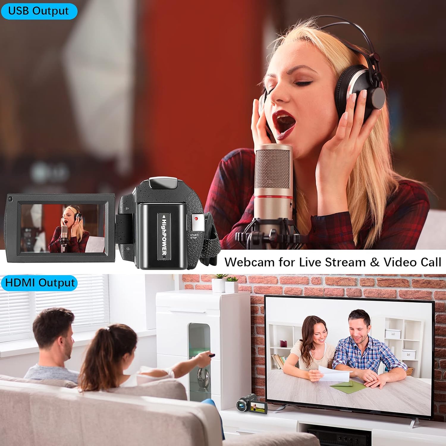Camcorder 1080P Video Camera YEEHAO 36MP 3.0 Inch IPS Touch Screen IR Night Vision 16X Digital Zoom Camcorder with External Microphone Handheld