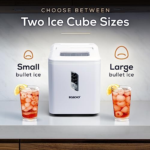 Igloo Electric Countertop Ice Maker Machine - Automatic and Portable - 33 Pounds in 24 Hours - Icecube Maker - Plastic Scoop and Basket