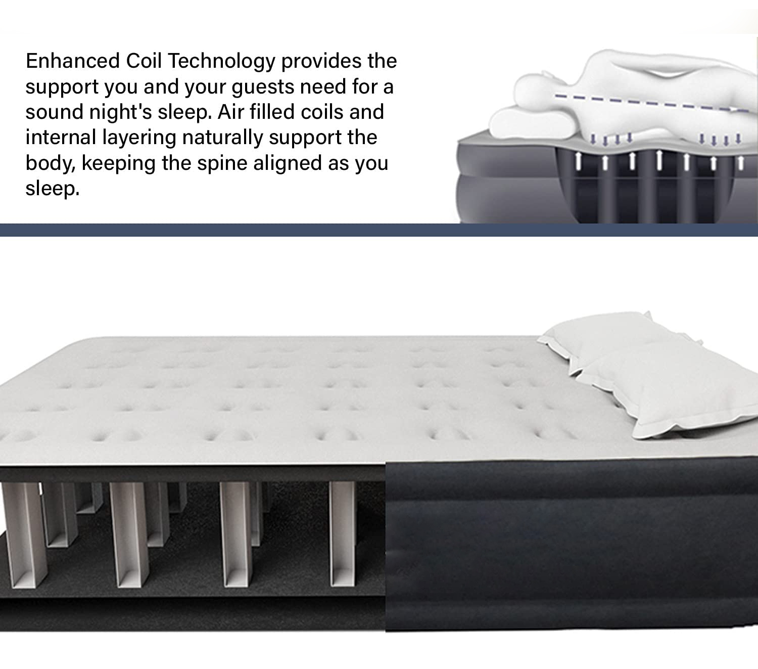 Internal Electric Pump Air Mattress - Standard Series Pillow Rest Raised Airbed(Navy)