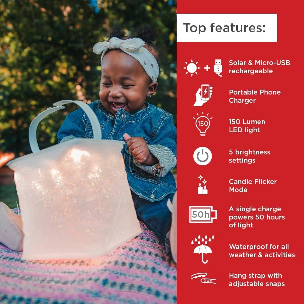 LuminAID 2-in-1 Solar Camping Lantern and Phone Charger - Inflatable LED Lamp for Camping, Hiking and Travel - Emergency Light for Power Outages