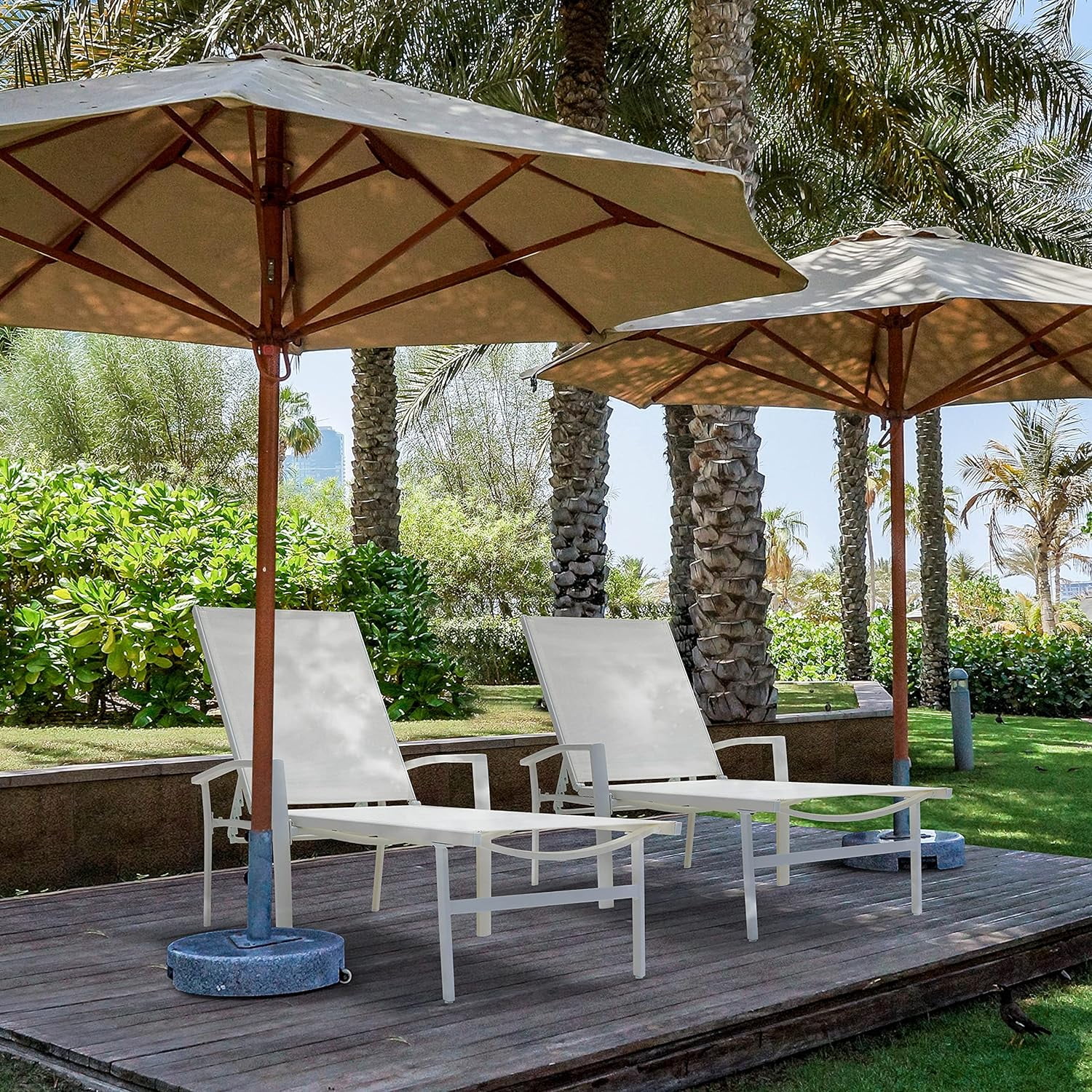 Set Of 2 Outdoor Patio Chaise Lounge Chair Adjustable Reclining Folding Pool Lounge,Folding Chaise Lounge Chairs For Poolside, Deck, Backyard