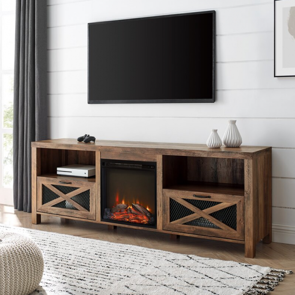TV Stand for TVs up to 85&prime;&prime; with Fireplace Included