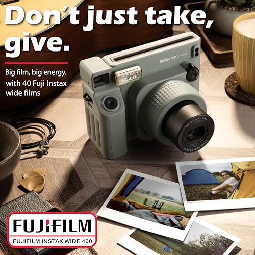 Fujifilm Instax Wide 400 Instant Film Camera (Sage Green) Bundle with Instax Wide Instant Film (40 Sheets)