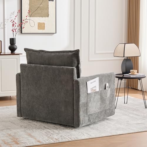 360 Swivel Accent Barrel Chair with Storage Ottoman & Headrest