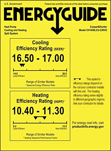 Cooper&Hunter Central Mini Split Air Conditioner and Heater System with Multi Position Air Handler Unit Including Installation Kit