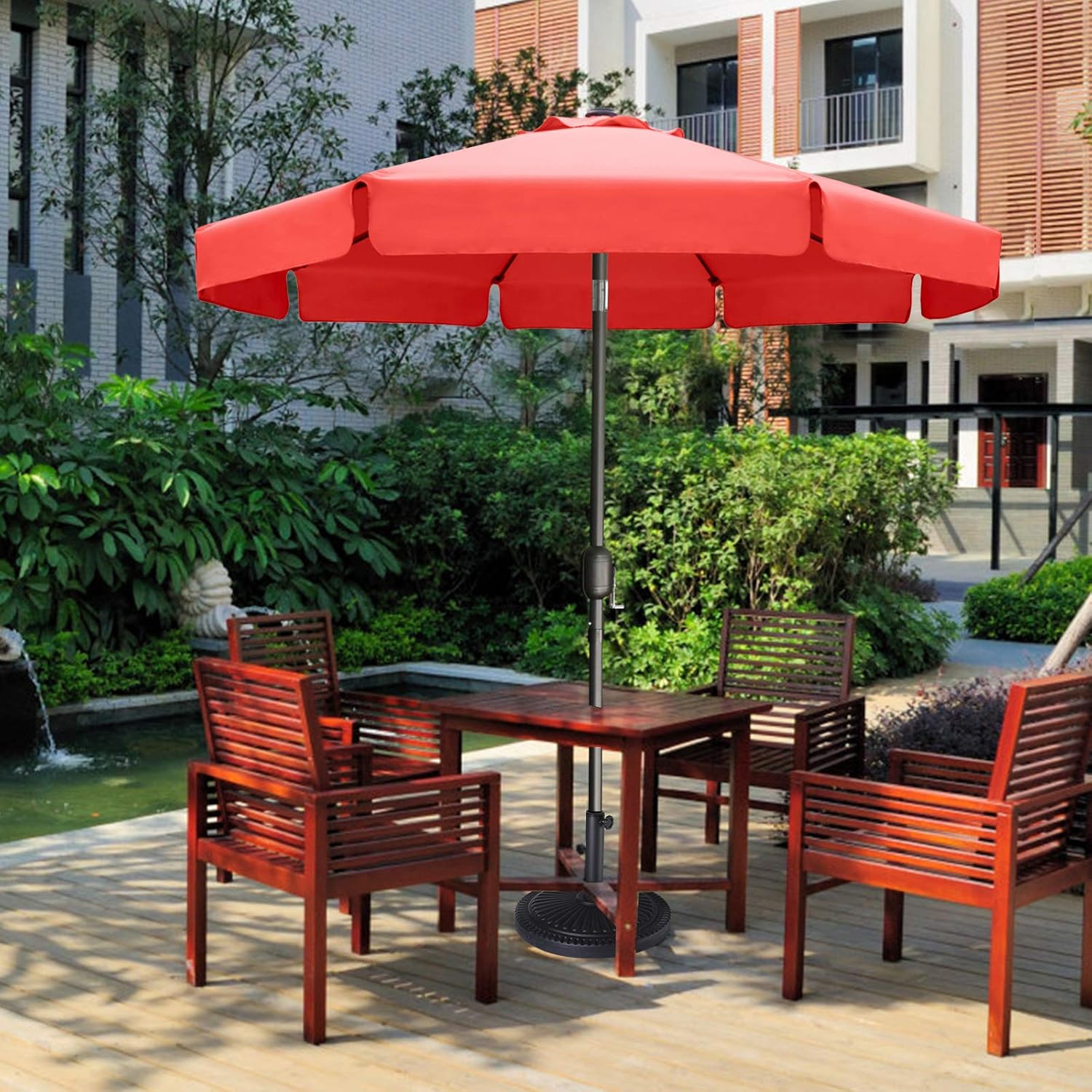MASTERCANOPY Valance Patio Umbrella for Outdoor Table Market -8 Ribs (10ft, Dark Gray)