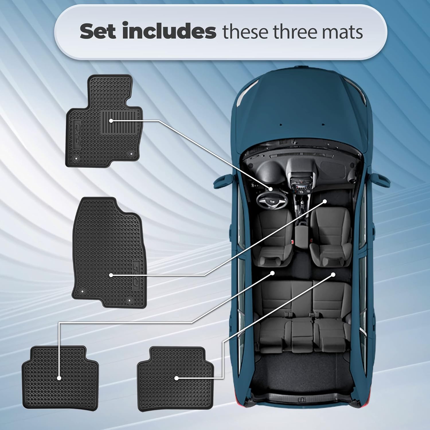 Floor Car Mat Set Replacement for Mazda CX-5 2017+ All Weather Floor Mats - CX-5 All Weather Interior Floor Liners by Automajor