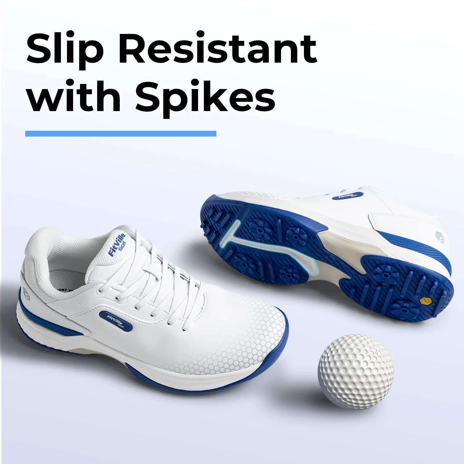FitVille Wide & Extra Wide Mens Golf Shoes Professional Outdoor Waterproof Spiked Golf Shoes for Men - Curated Treasures Market