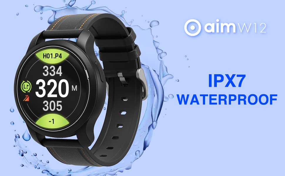 GOLFBUDDY Aim W12 Golf GPS Watch, Premium Full Color Touchscreen, Preloaded with 40,000 Worldwide Courses, Hole Preview, Green Undulation