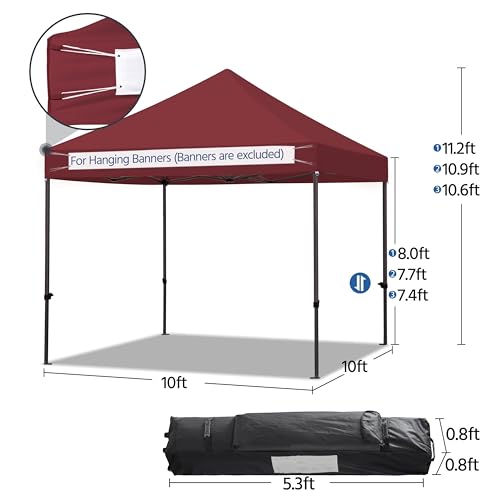 Yaheetech Heavy Duty Pop Up Canopy Tent, 10x20 Commercial Instant Shelter Tent for Wedding, Parties, Adjustable Outdoor Canopy with Wheeled Carry Bag