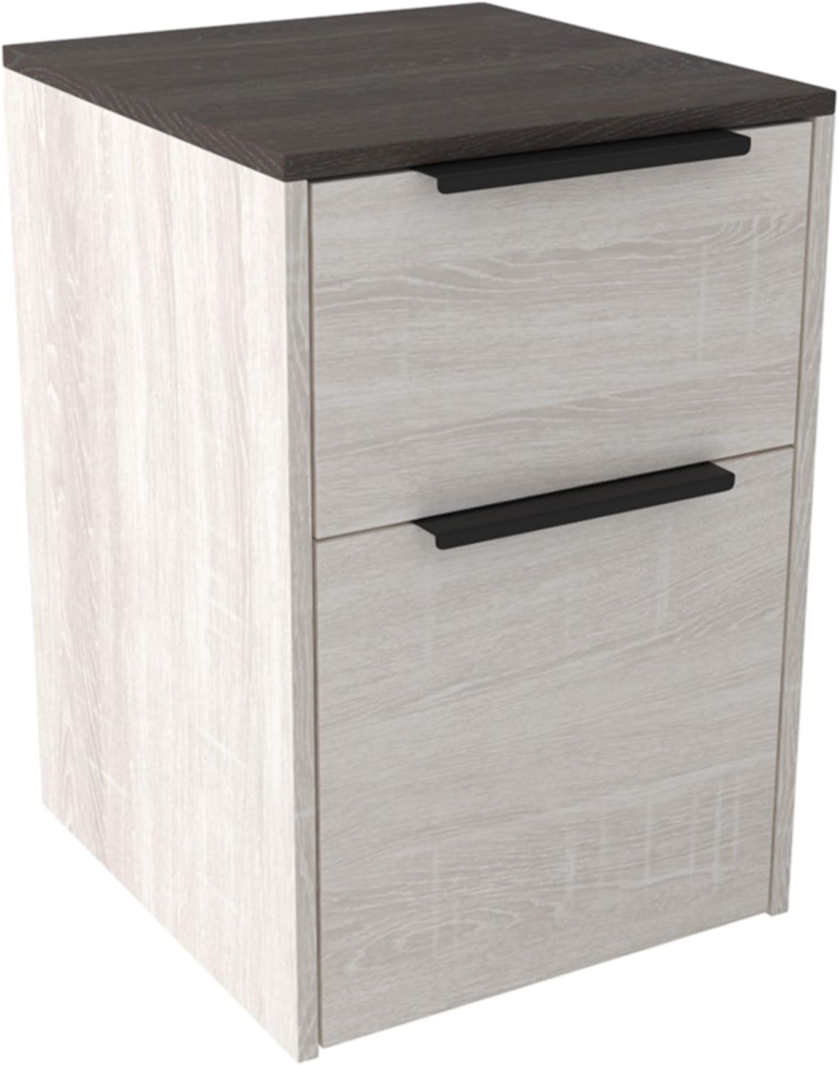 Signature Design by Ashley Dorrinson Modern Farmhouse Filing Cabinet with 2 Drawers, Whitewash & Brown