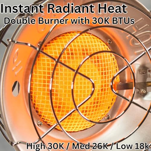 Comfort Gear Double Tank Top Portable Propane Radiant Heater, 30,000 BTUs, Instant Infrared Heat, for Jobsite/Garage/Workspace