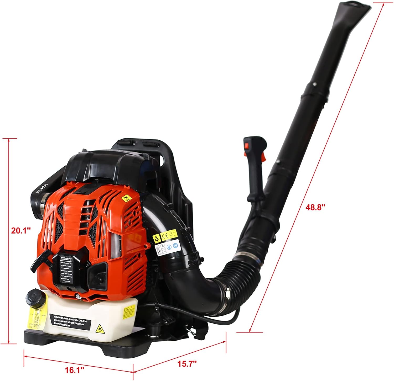 Backpack Leaf Blower, 76cc 4-Cycle Gas Leaf Blower, 530CFM 248MPH Cordless Handheld Leaf Blower with Nozzle Extension for Lawn Care