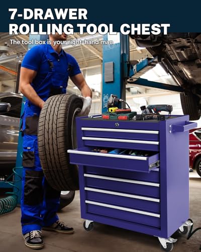 5-Drawer Rolling Tool Chest, Modular Tool Cabinet with Brake Casters & Removable Drawers, Workshop Toolbox Cart for Factory/Garage, Black