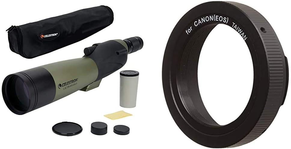 Celestron – Ultima 80 Angled Spotting Scope – 20 to 60x80mm Zoom Eyepiece – Multi-Coated Optics for Bird Watching, Wildlife
