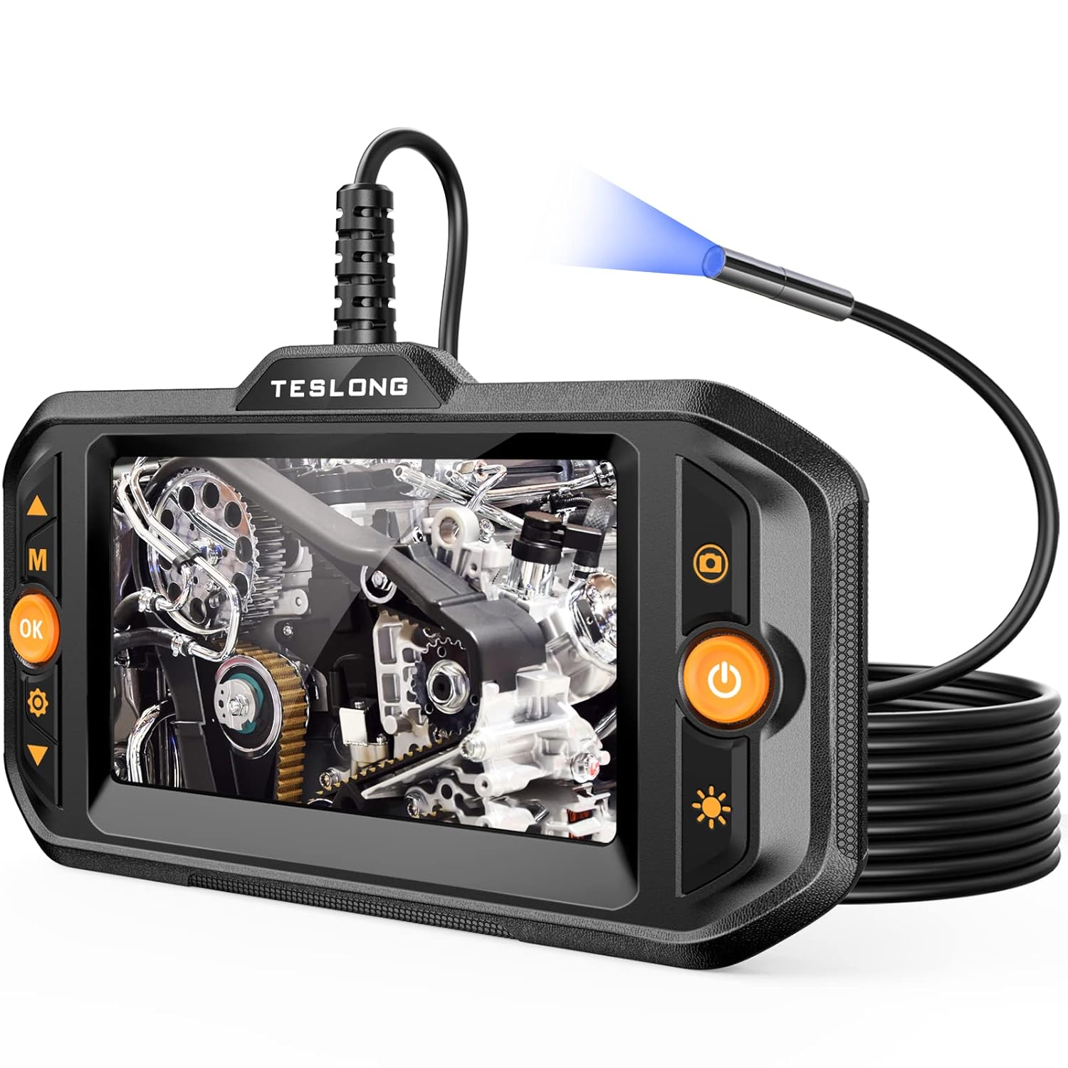 5.5mm Endoscope Camera, Teslong 0.21inch Ultra Slim Borescope Inspection Camera with Light and Screen, Flexible Automotive Scope Camera