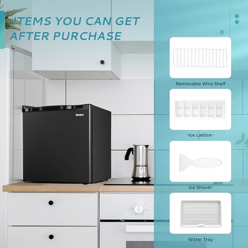 EUHOMY 1.7 Cu.Ft Mini Fridge with Freezer, Reversible Single Door Compact Refrigerator, Adjustable Thermostat, Energy Saving, Mini Fridge for Bedroom