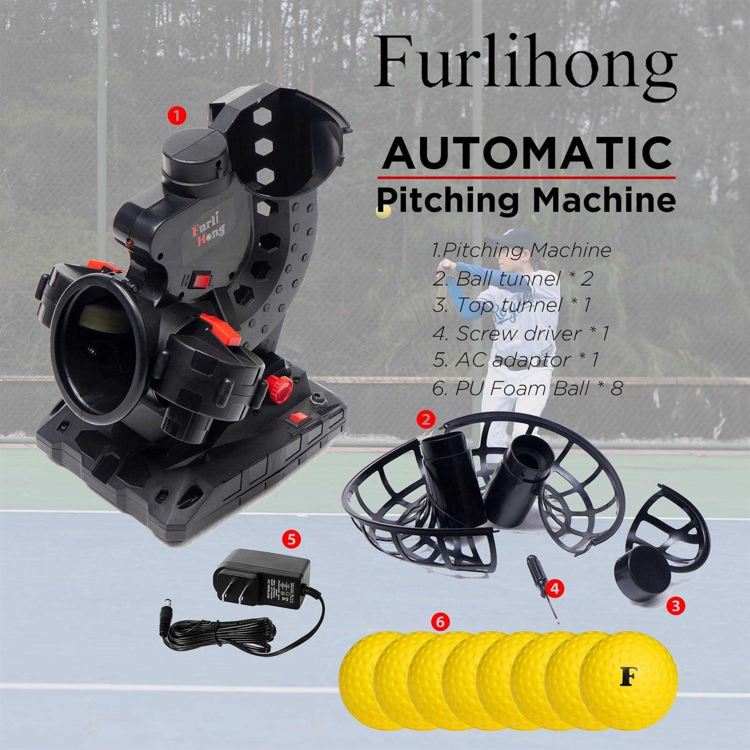 Furlihong Upgraded Electronic Baseball Pitching Machine, Adjustable Angles &amp; Speed, Ac Adapter or Battery Powered - Sports Supplies Online Store