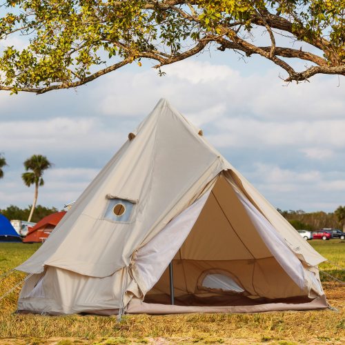 4-5 Person Mongolian Tent, Glamping Tent with Cool Ventilation Mosquito Net Doors & Windows