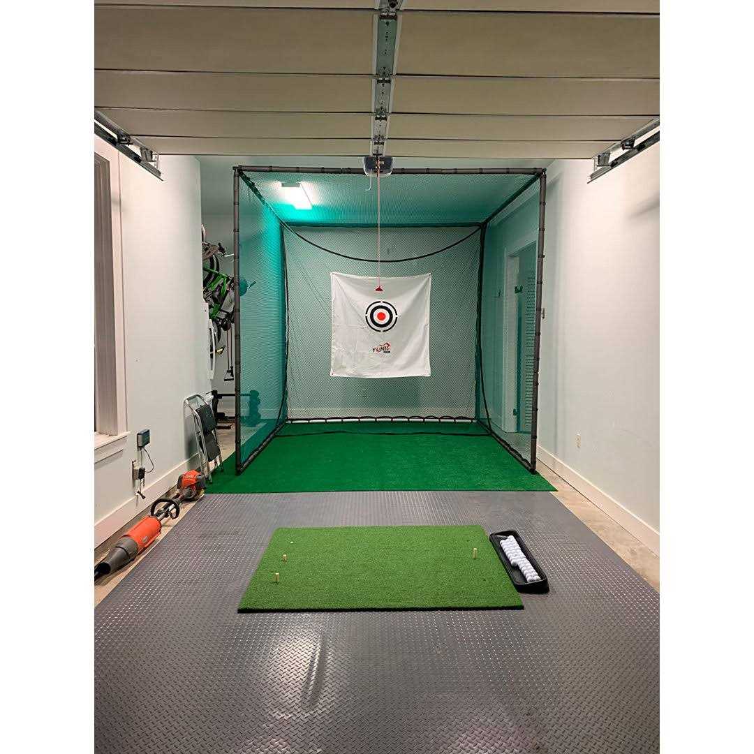 Yunic Golf Driving Cage with Steel Frame Golf Nets for Backyard Driving with Hitting Mat Double Nets Included for Full Swing Chipping Practice Indoor