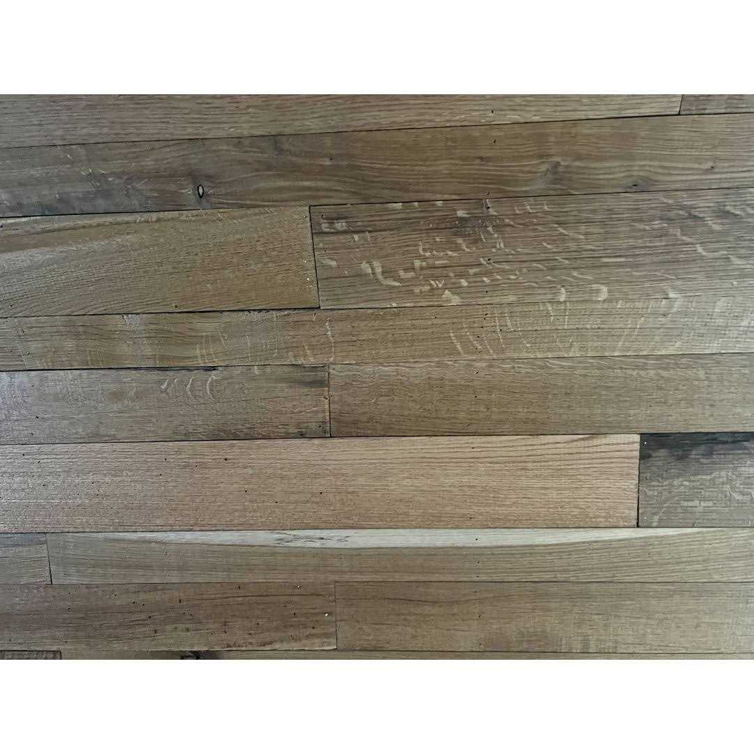 Vintage Timber 3/8 in T. x 4 ft. Random Width 3 in. 5 in. W., 10.59 sq. ft. quartersawn Oak Barnwood Ceiling and Wall Planks