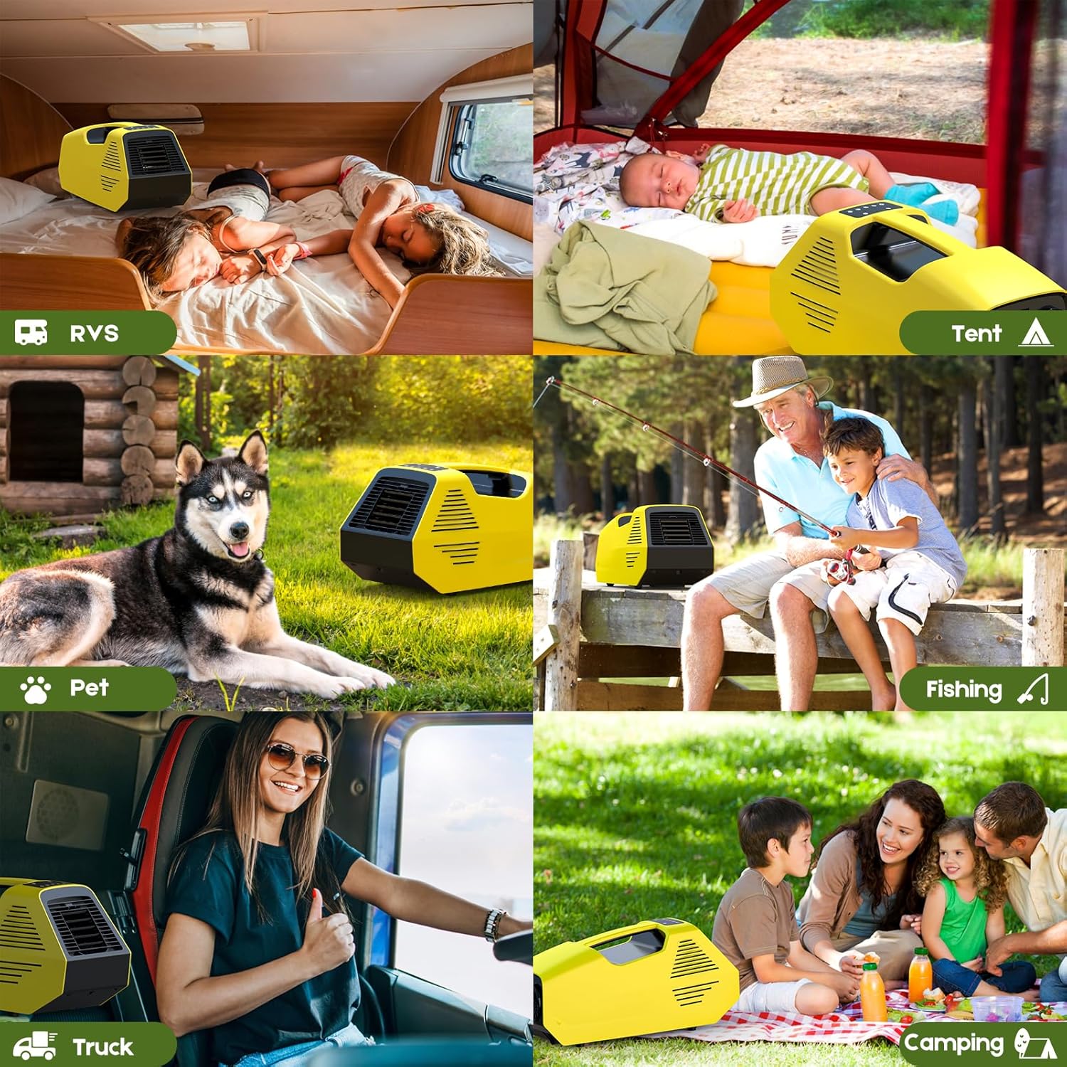 Portable Air Conditioners, 2380BTU Rapid Cooling Outdoor Air Conditioner, 240W Low Power Consumption Camping Air Conditioner for Tent, RV, Truck,Van