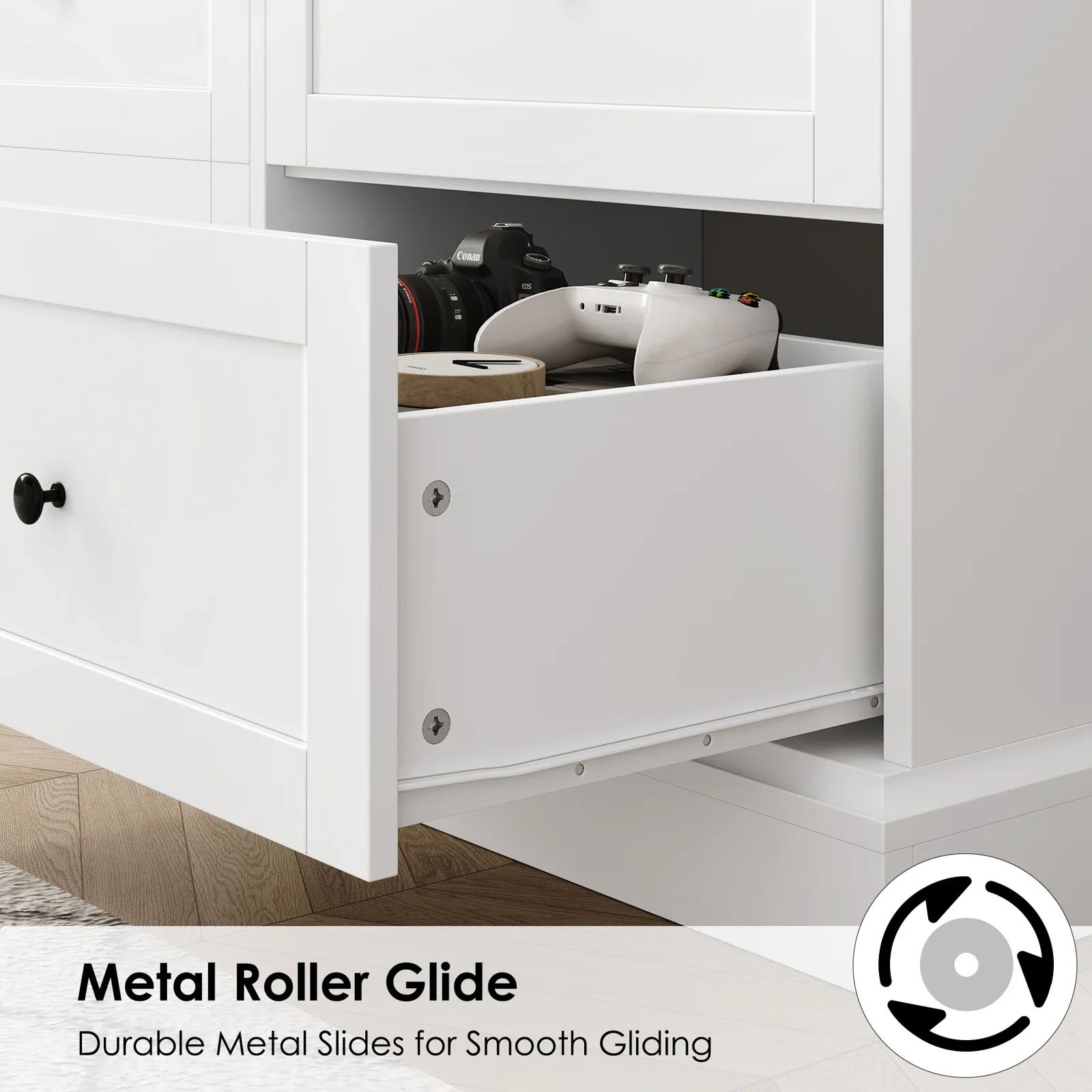 Homfa White Dresser with 6 Drawer , 42.5 Wide Double Dresser for Bedroom, Wooden Dresser Chest of Drawers
