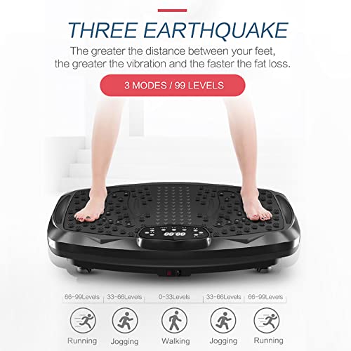 Vibration Plate Exercise Machine Whole Body Workout Vibration Fitness Platform for Home Fitness & Weight Loss + BT + Remote, 99 Levels