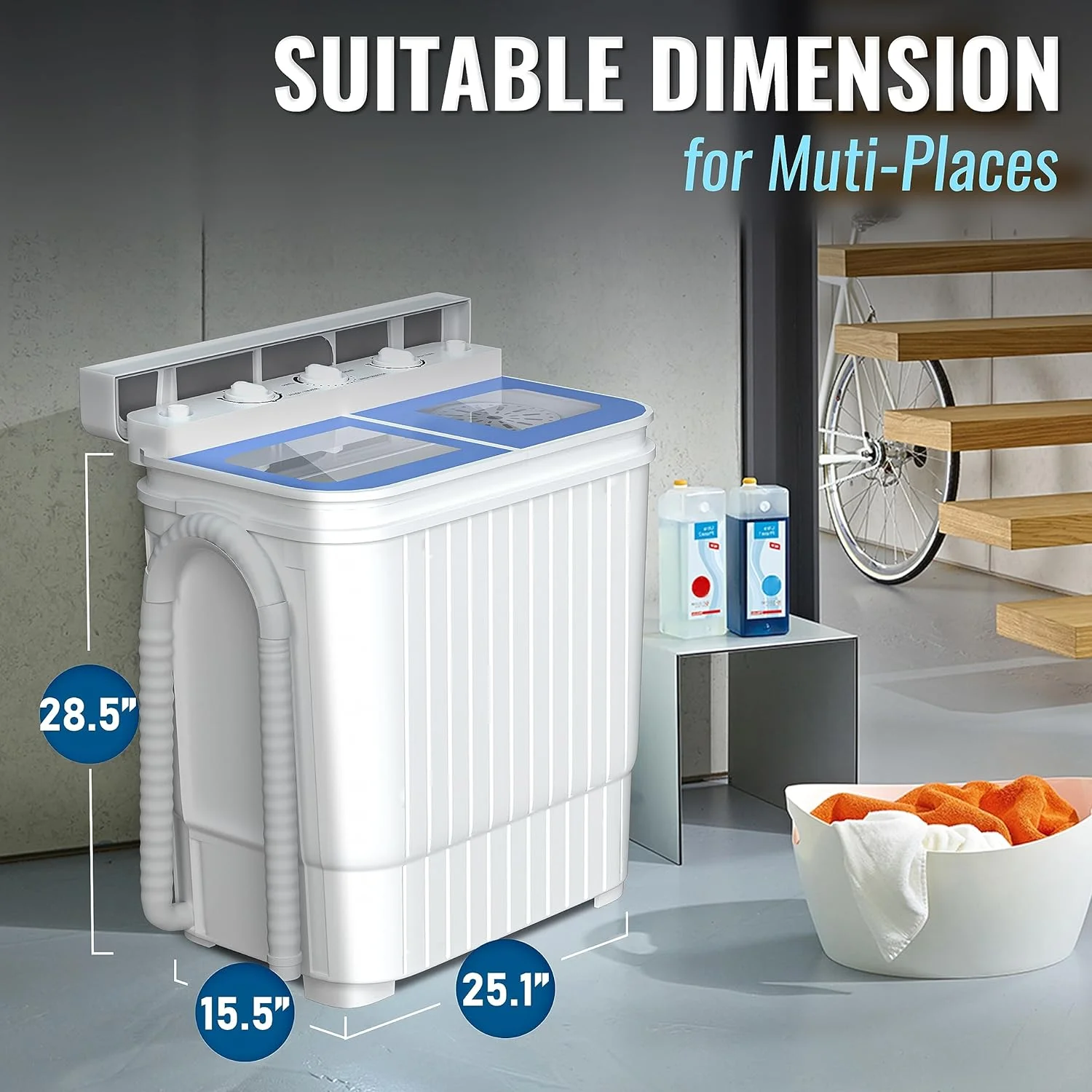 AUCHI Portable Washing Machine, 2 In 1 Small Washing Machine and Spin Dryer Combo, 14.5lbs Compact Mini Twin Tub Washing Machine for Camping