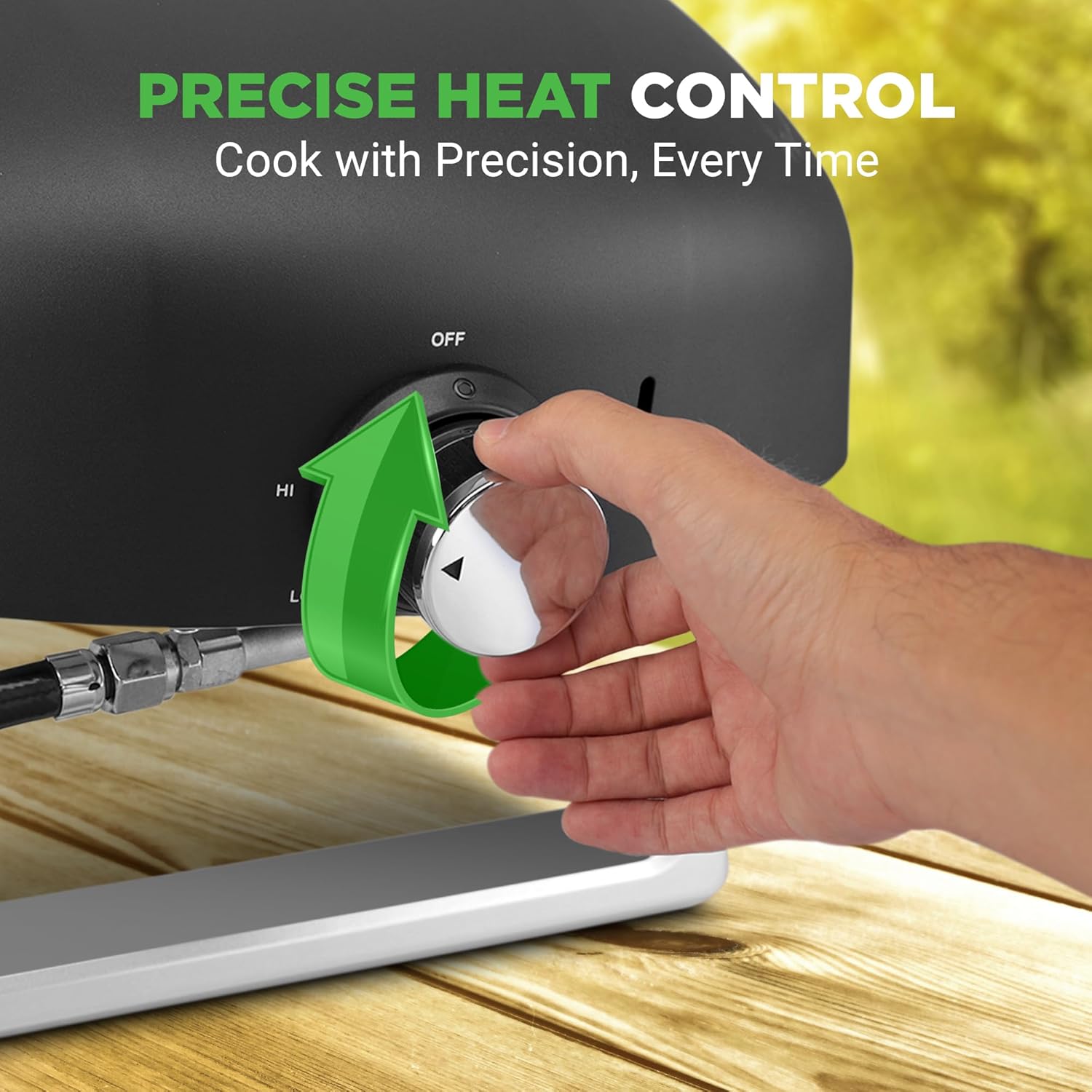 NutriChef Portable Outdoor Gas Pizza Oven - Includes Foldable Feet, Adjustable Heat Control Dial, Burner, Stone & Regulator Hose