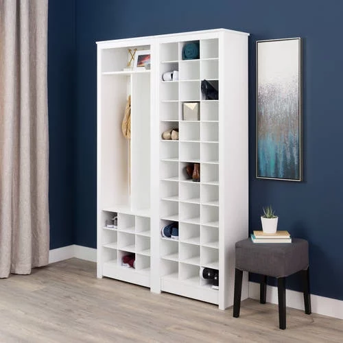 Prepac Elegant White Shoe Storage Cabinet, Space-Saving Solution with Cubbies for 36 Pairs, 13"D x 23.5" W x 72.5" H
