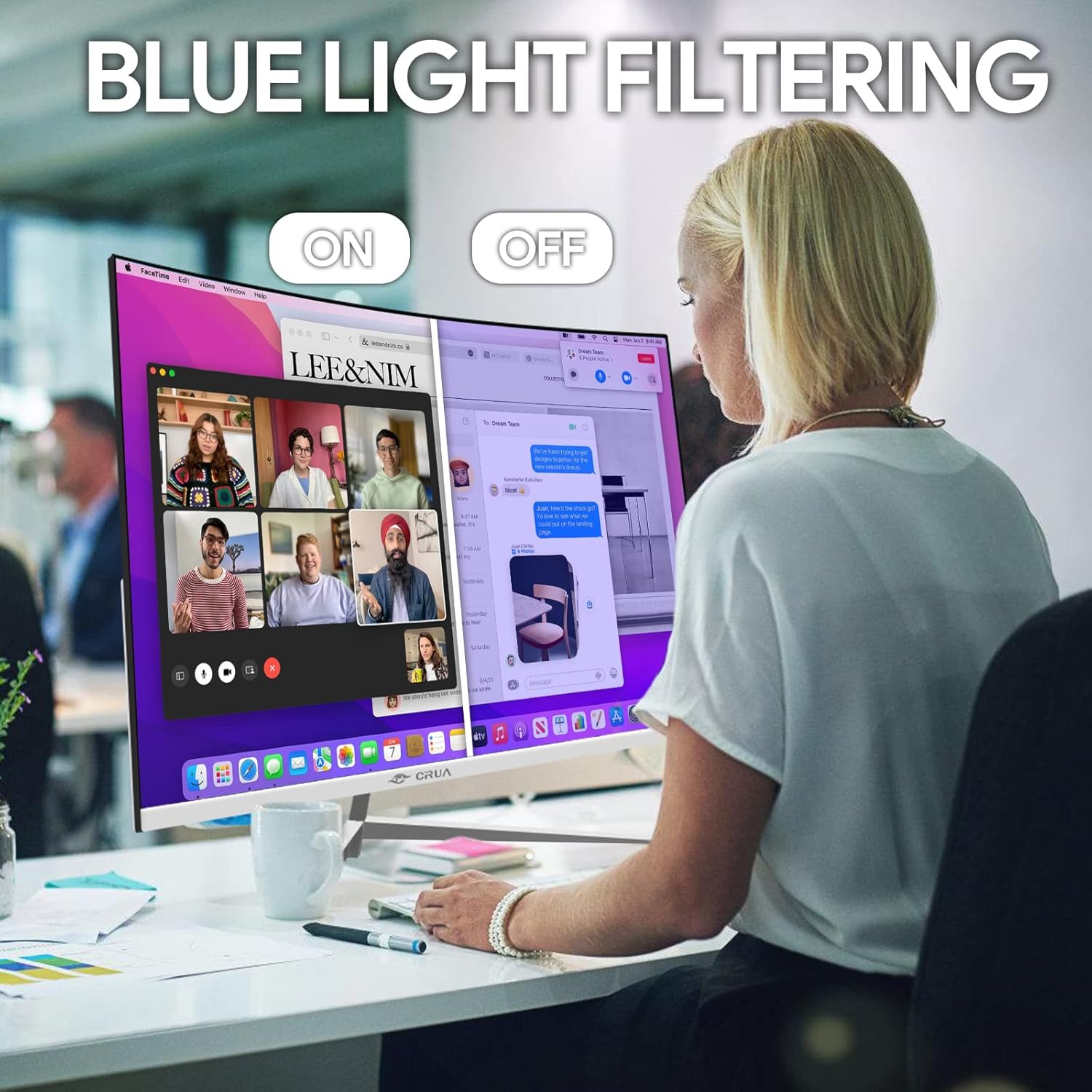 CRUA 32" Monitor, FHD(1920x1080P) 75Hz VA Screen White Monitor, 99% sRGB, 4000:1 Contrast Ratio,16.7 Million Colors Curved Monitor