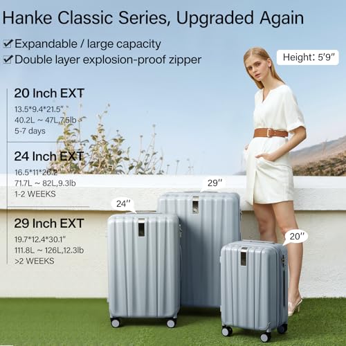 Hanke 29 Inch Luggage Suitcases With Spinner Wheels Lightweight PC hardside Rolling Suitcase With Travel Lock, Checked-Large 29-Inch(Blackish Green)