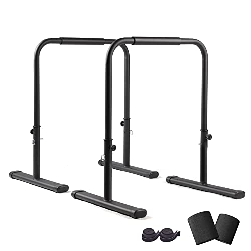 Adjustable Dip Bars for Home Gym Workout, Heavy Duty Dip Stands Strength Training Fitness Dip Station Calisthenics for Tricep Dips, L Sits