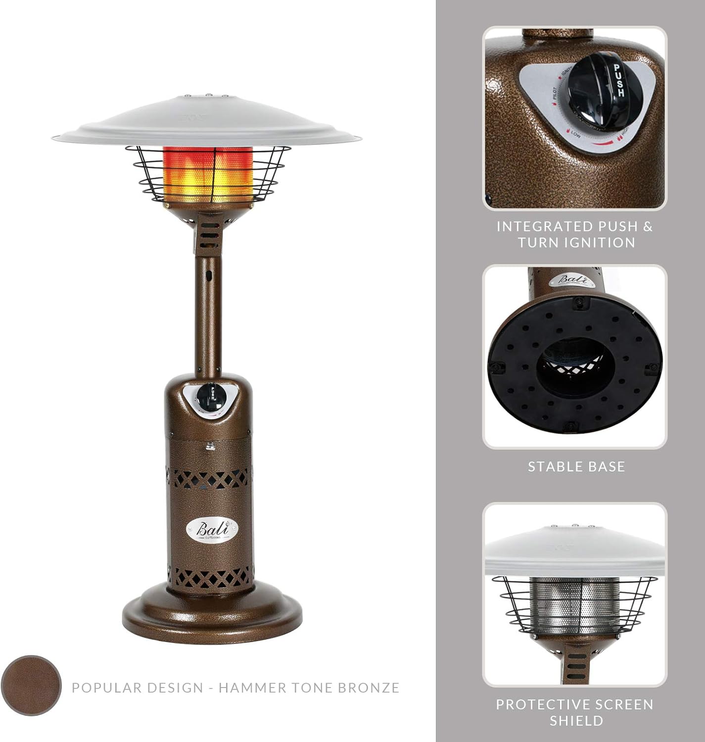 BALI OUTDOORS Patio Heater Gas Portable Tabletop Heater Propane Patio Heaters, Outdoor Table Top Heater W/Adjustable Thermostat, Suitable For Yard