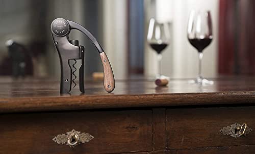 L'atelier Du Vin Oeno Motion Groom Corkscrew & Cork Dome Glass Cloche Display - Tabletop Centerpiece Walnut Wood Base Wine Tasting