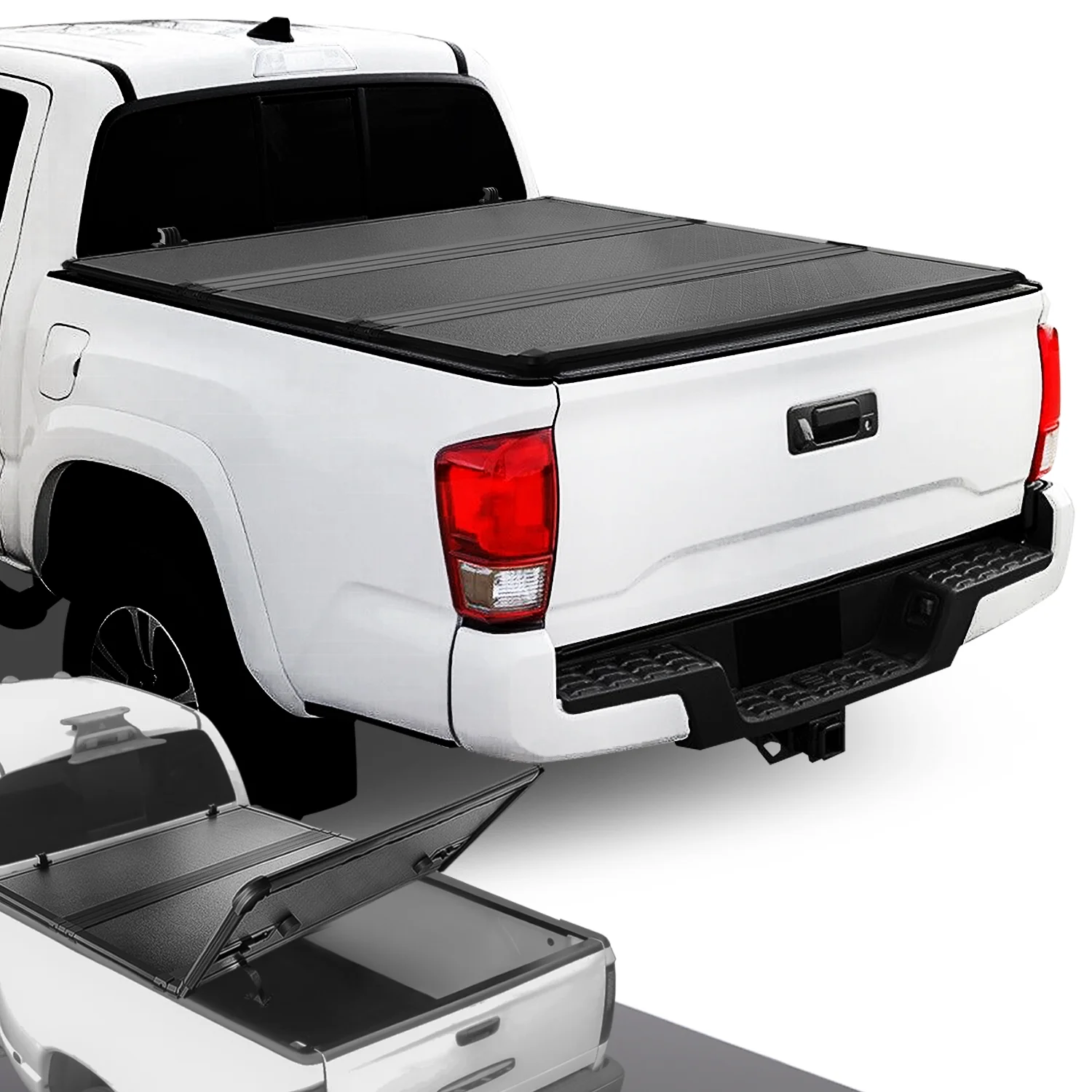 DNA Motoring TTC-HARD-058 For 2016 to 2021 toyota Tacoma Fleetside 5Ft Short Bed Hard Solid Tri Fold Tonneau Cover - Curated Treasures Market