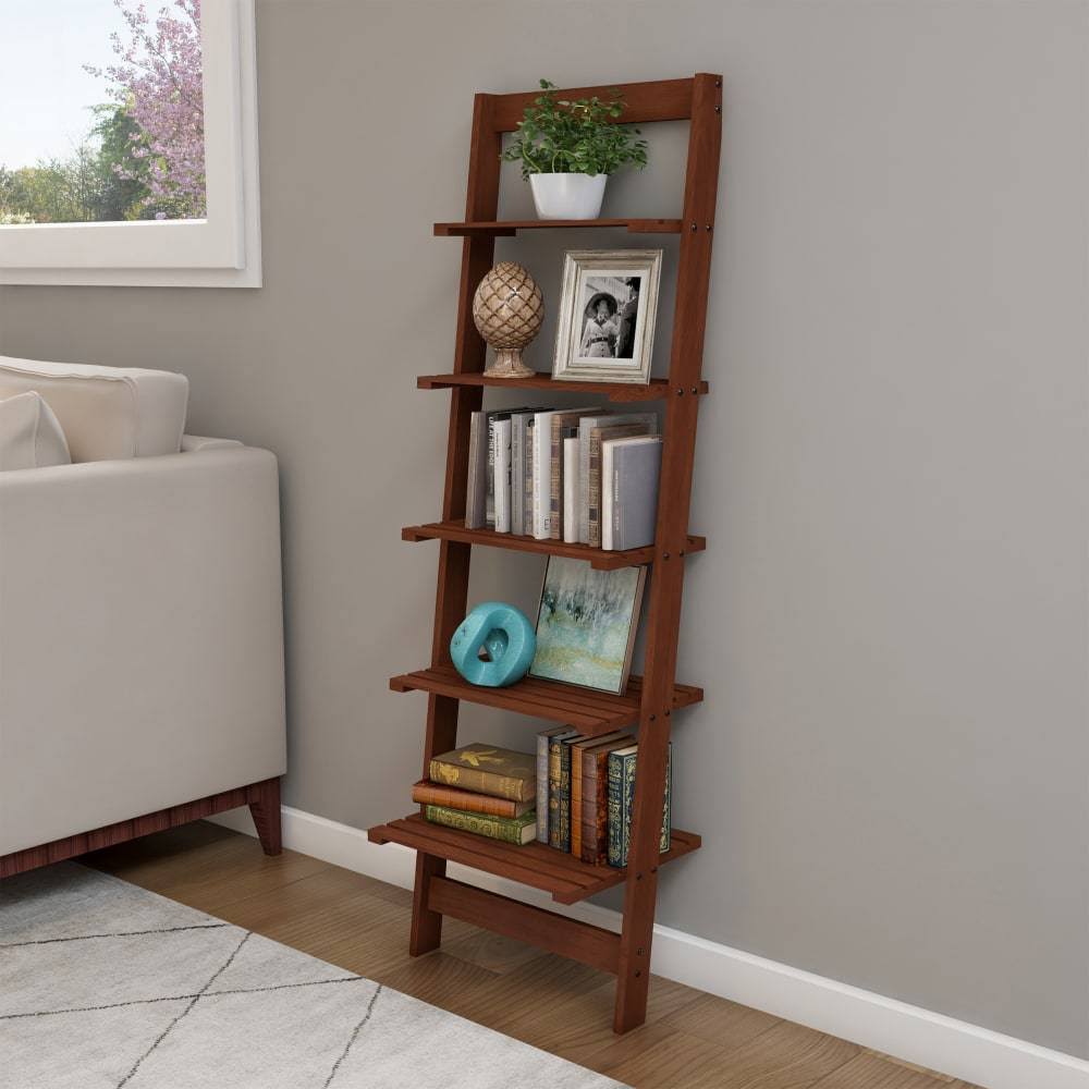 Hastings Home 5-Tier Ladder-Style Bookcase, White